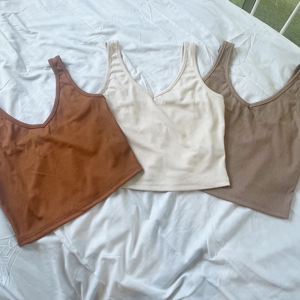 4pcs Solid Ribbed Knit Tank Top / Multicolor / Small